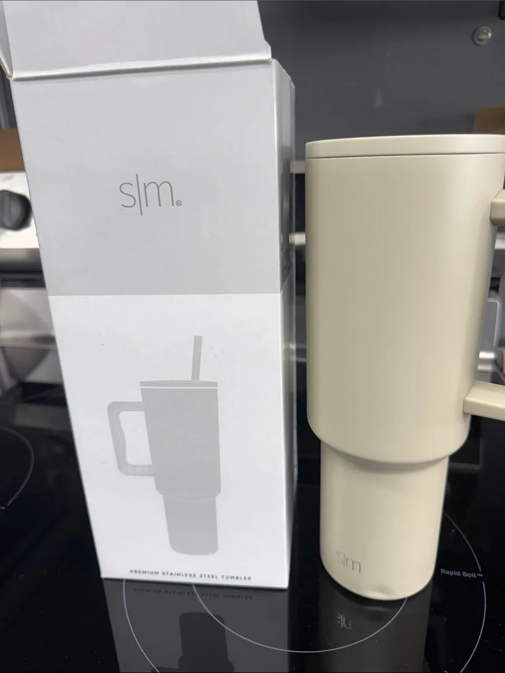Simple Modern Cream Travel Tumbler with Handle